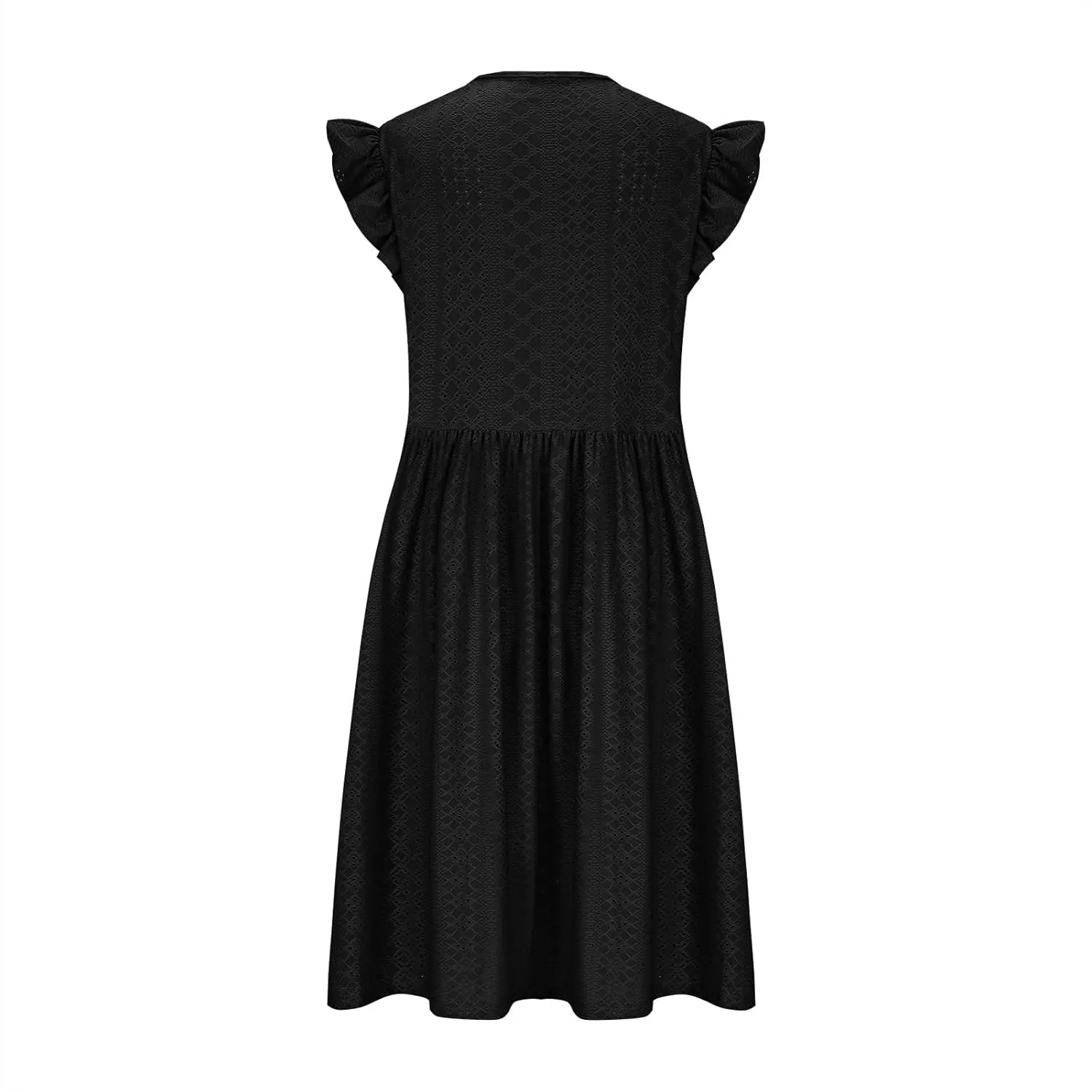Xiaojmake Summer Casual Boho Dresses for Women 2025 A-Line Ruffle Sleeve Dress Keyhole Beach Vacation Flowy Mini Dresses