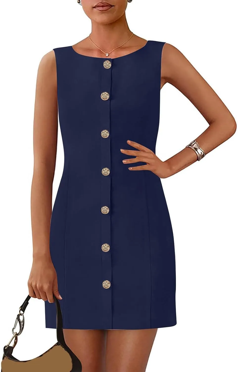 Xiaojmake Women's Formal Dresses Summer Sleeveless Button Down Short Business Dress Elegant Shift Work Office Outfits 2025