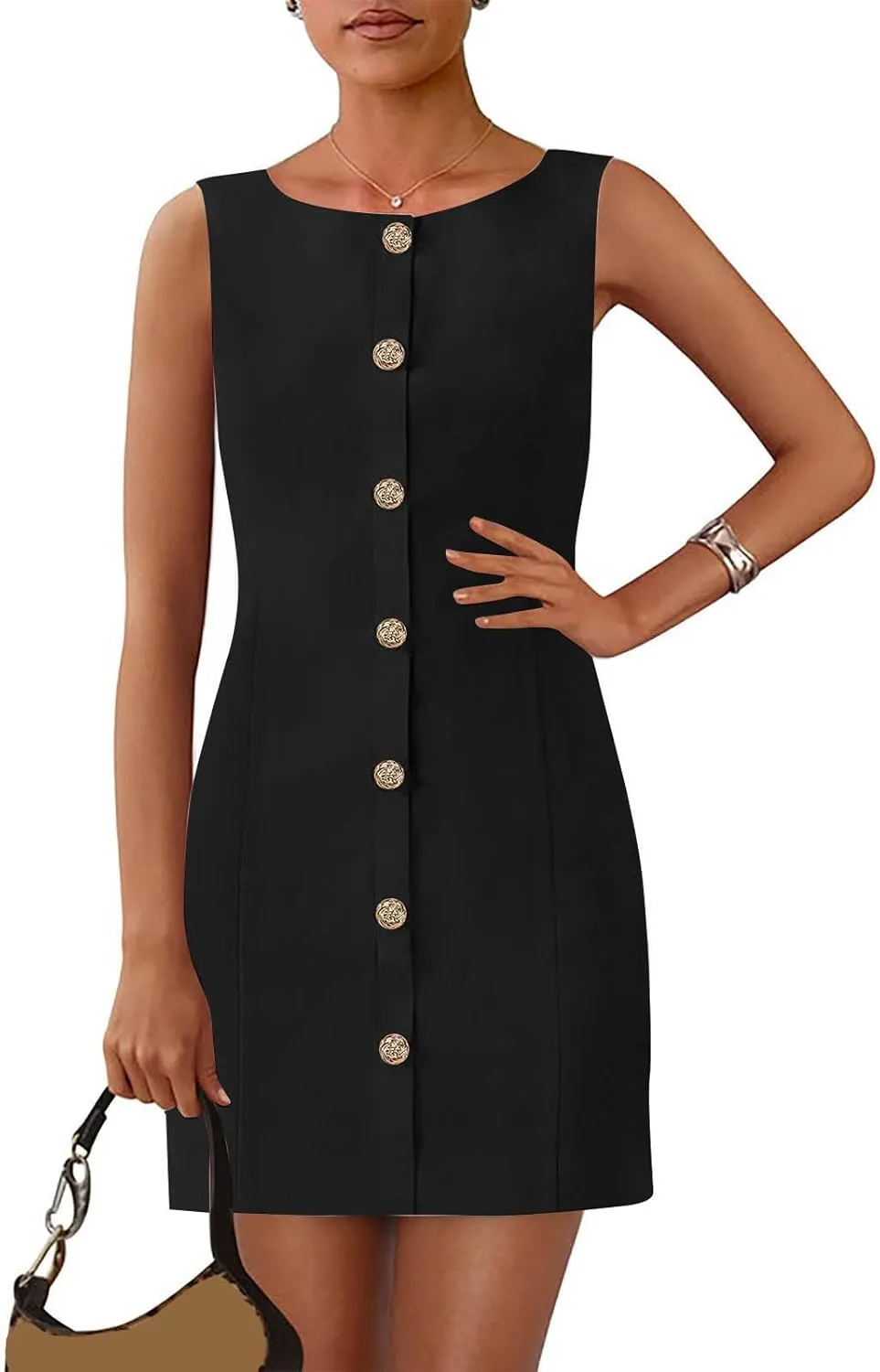 Xiaojmake Women's Formal Dresses Summer Sleeveless Button Down Short Business Dress Elegant Shift Work Office Outfits 2025