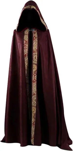 XIAXOGOOL Velvet Hooded Cape Unisex Halloween Long Cape Cloak For Devil Witch Wizard Cosplay Halloween Christmas Cosplay