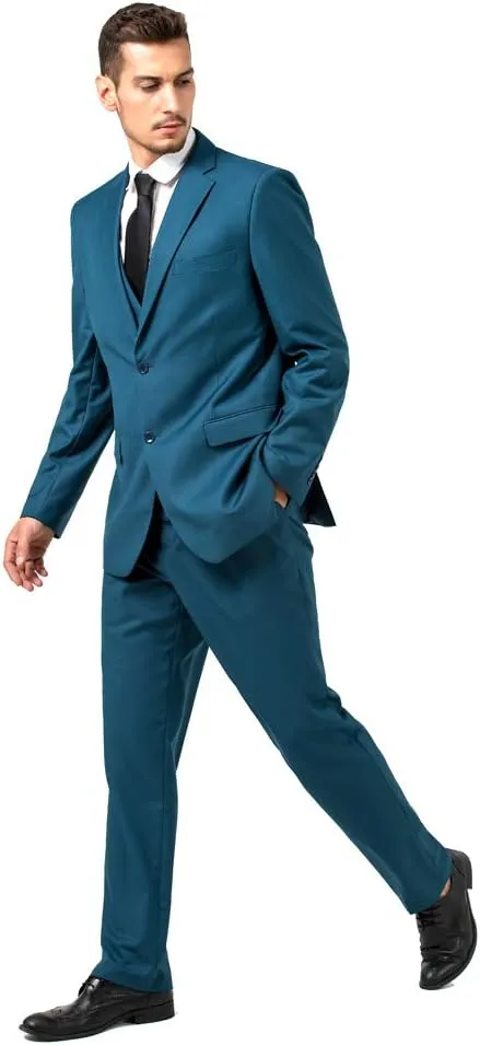 Yanlu Mens 3-Piece Suit Notched Lapel One Button Slim Fit Formal Jacket Vest Pants Set for Men Country Wedding Style