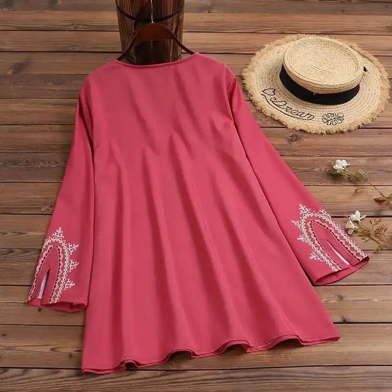 ZANZEA Stylish Shirts Women Bohemian Floral Printed Blouse Spring V Neck Long Sleeve Tops Casual Holiday Blusas Chemise S3162964
